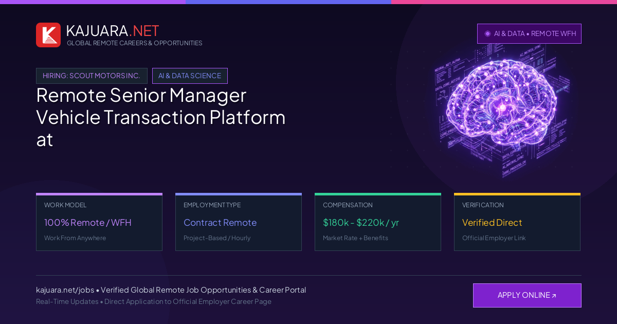 Remote Senior Manager Vehicle Transaction Platform at Scout Motors