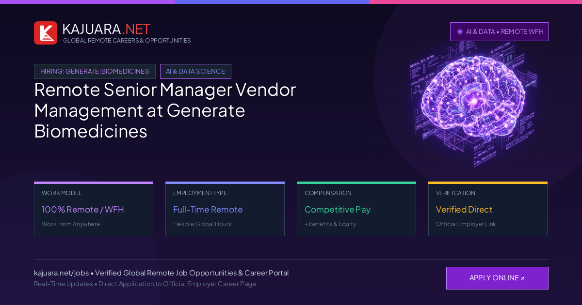 Remote Senior Manager Vendor Management at Generate Biomedicines