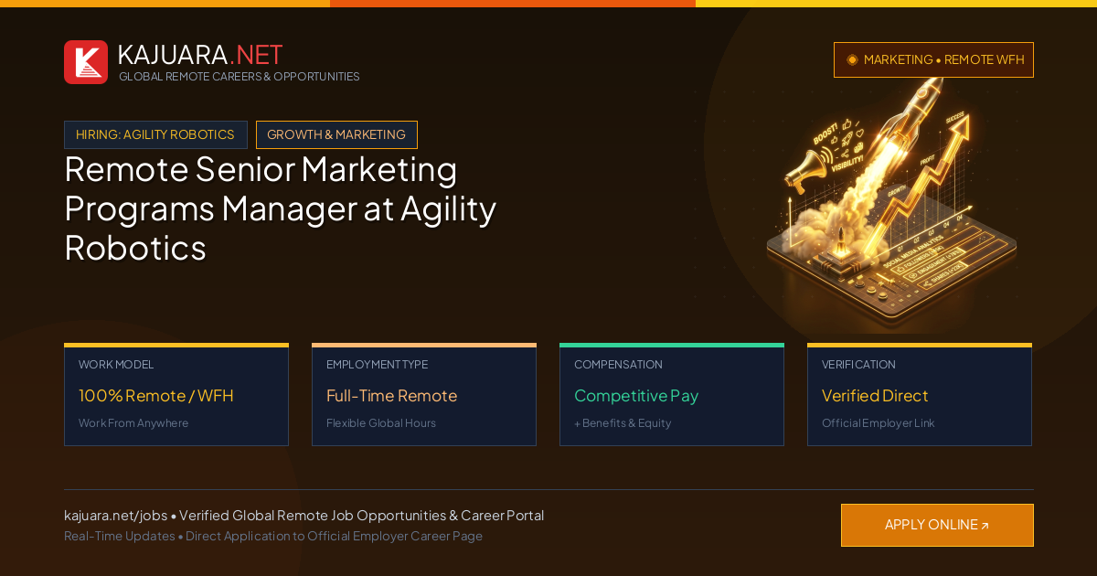 Remote Senior Marketing Programs Manager at Agility Robotics WFH