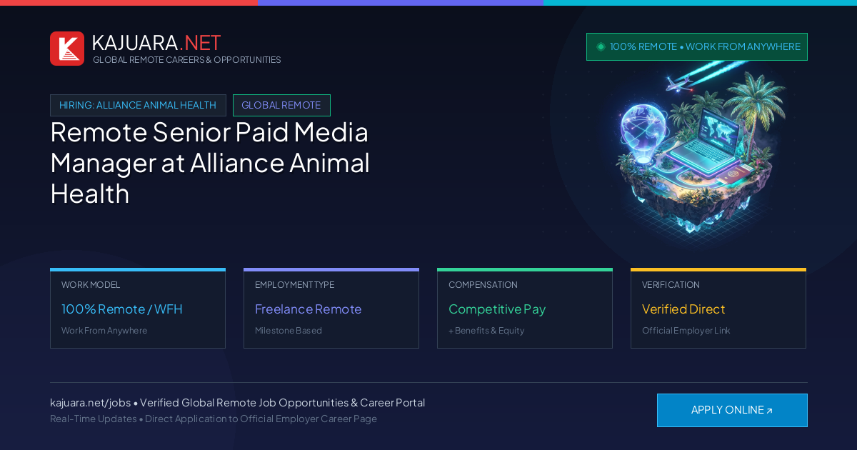 Remote Senior Paid Media Manager at Alliance Animal Health WFH