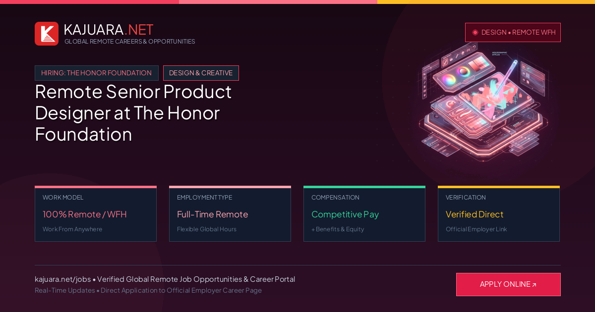 Remote Senior Product Designer at The Honor Foundation - Work From Home