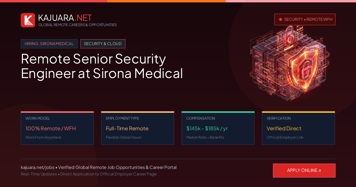 Remote Senior Security Engineer at Sirona Medical - Work From Home