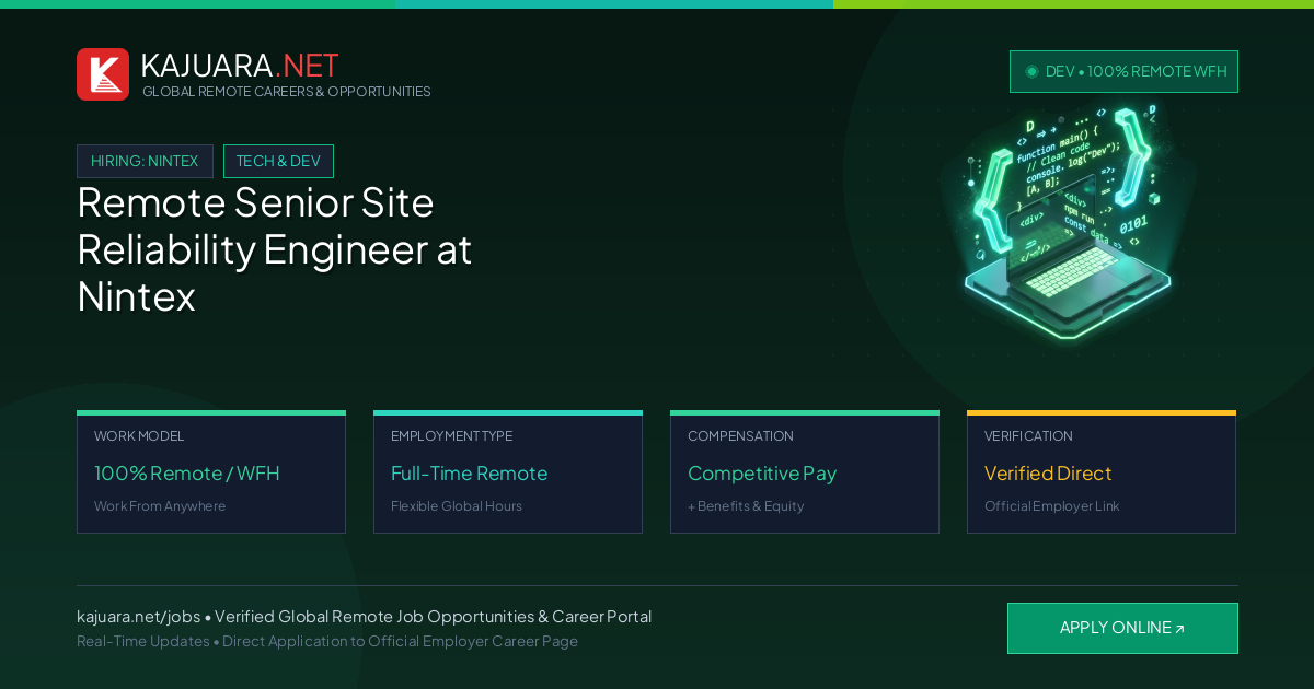 Remote Senior Site Reliability Engineer at Nintex - Work From Home