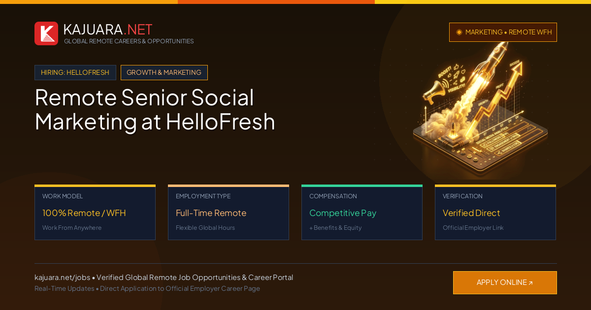 Remote Senior Social Marketing at HelloFresh - Work From Home