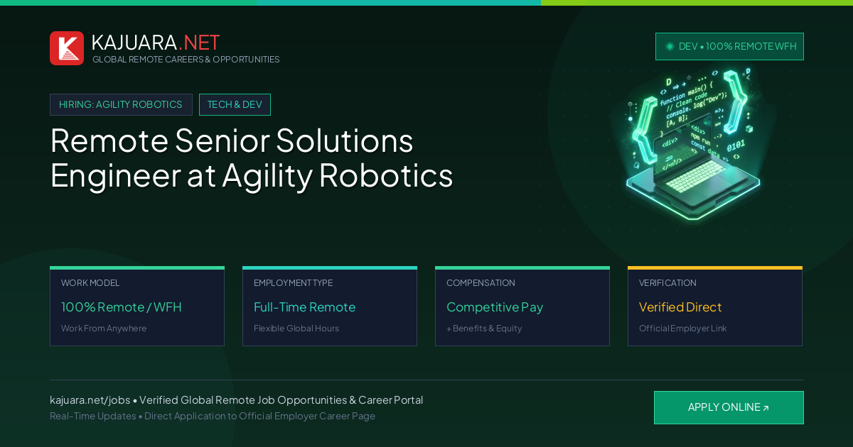 Remote Senior Solutions Engineer at Agility Robotics - Work From Home