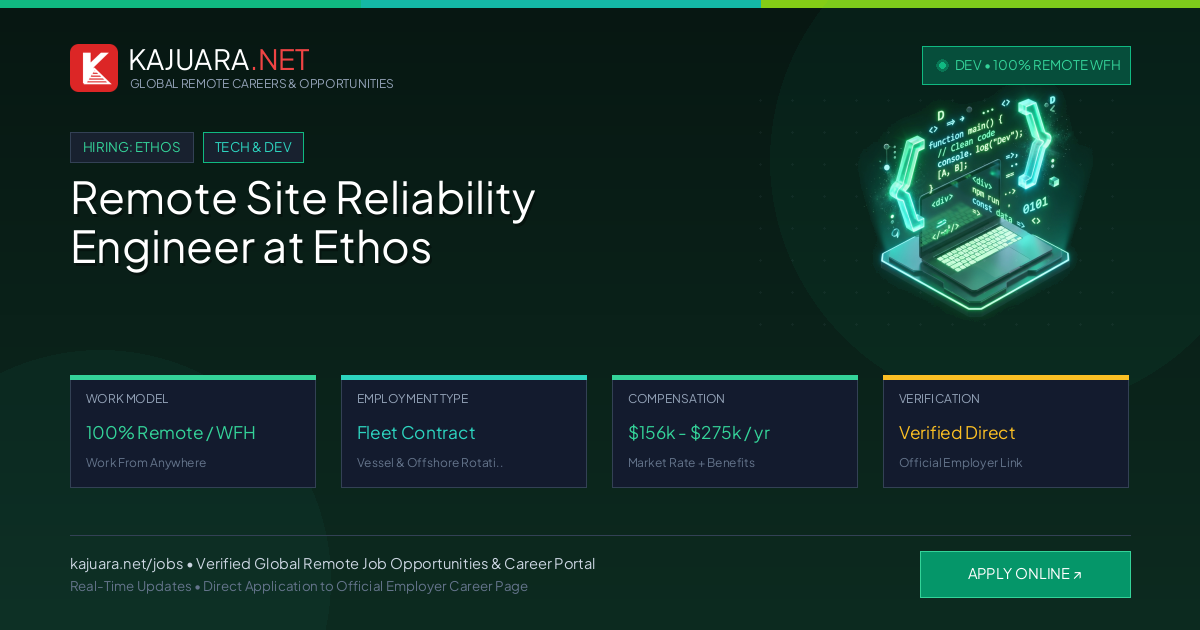 Remote Site Reliability Engineer at Ethos - Work From Home