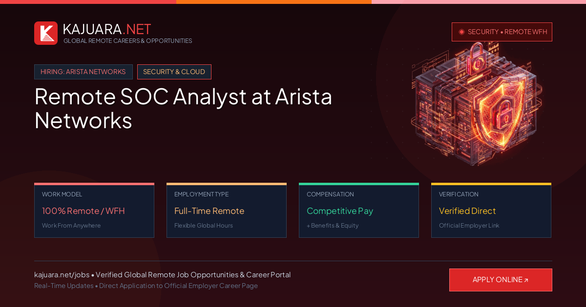 Remote SOC Analyst at Arista Networks - Work From Home