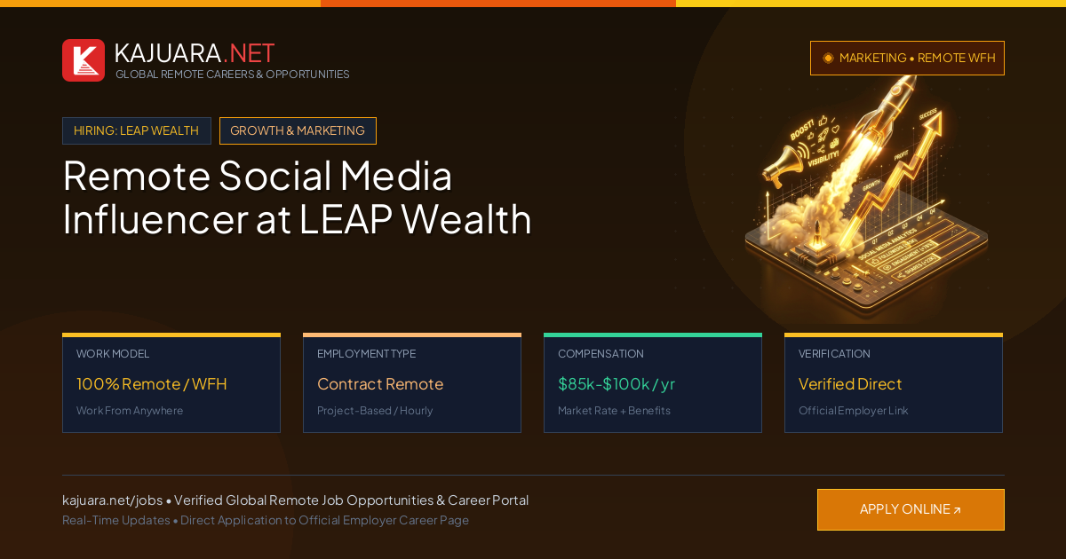 Remote Social Media Influencer at LEAP Wealth - Work From Home