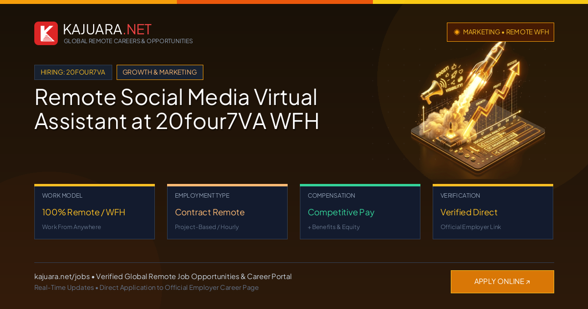 Remote Social Media Virtual Assistant at 20four7VA WFH
