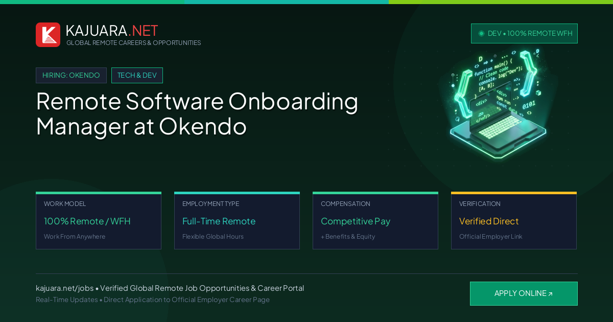 Remote Software Onboarding Manager at Okendo - Work From Home