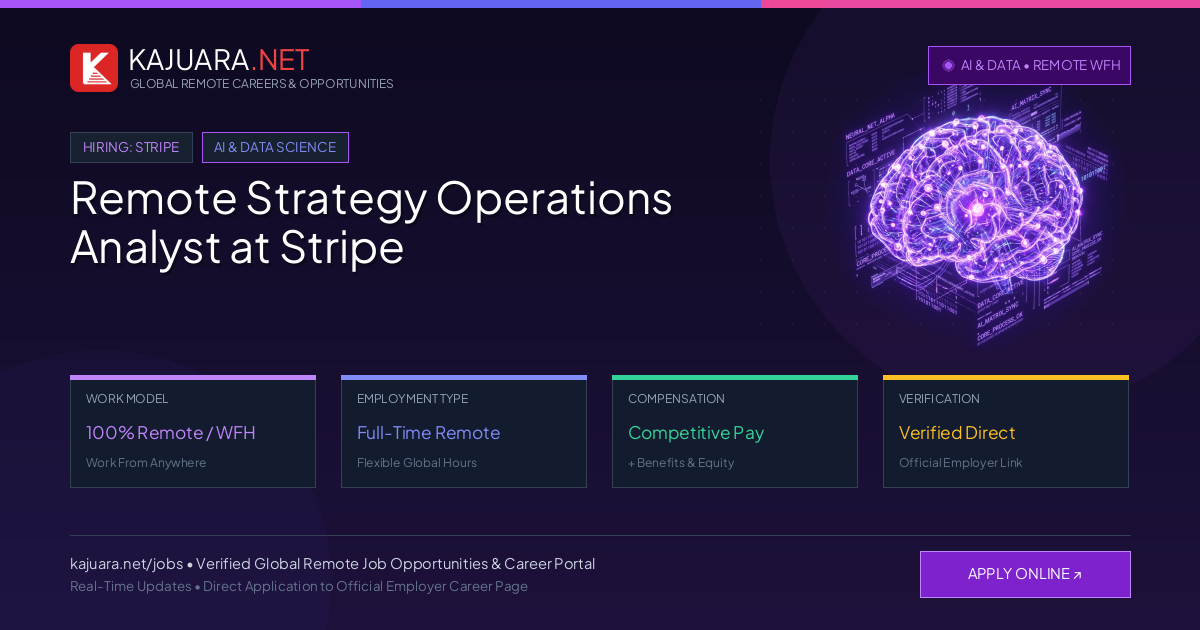 Remote Strategy Operations Analyst at Stripe - Work From Home
