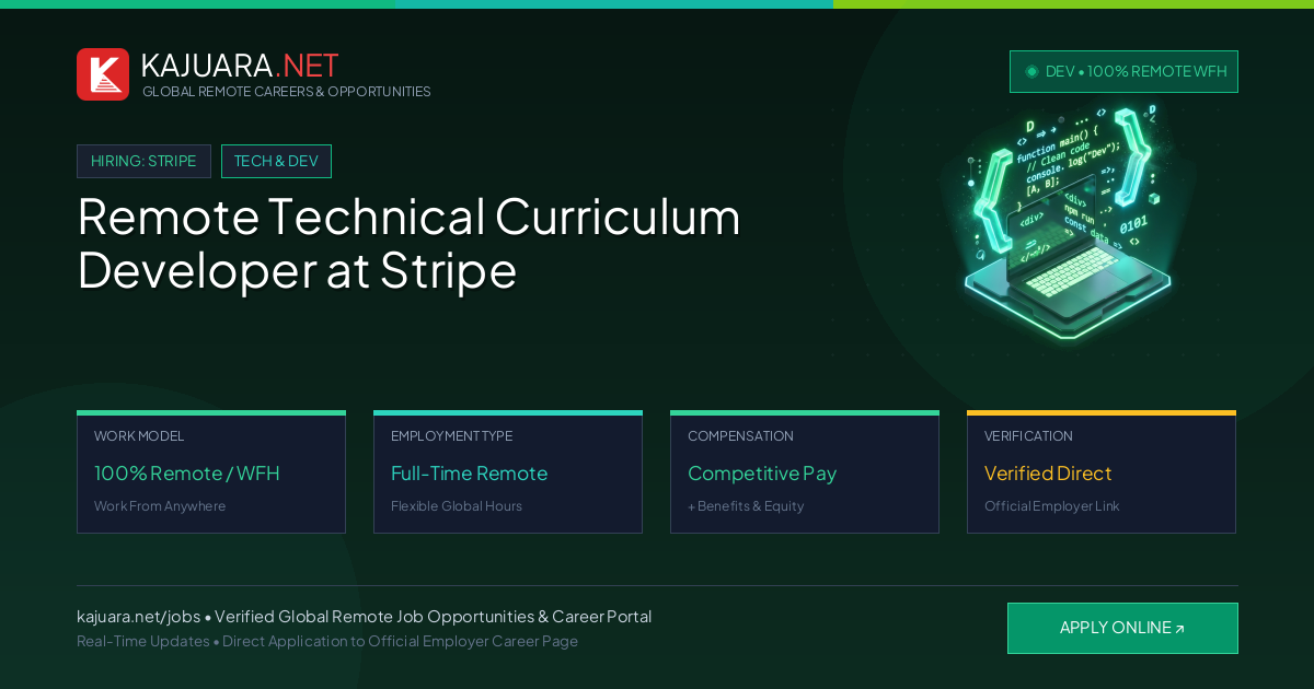 Remote Technical Curriculum Developer at Stripe - Work From Home