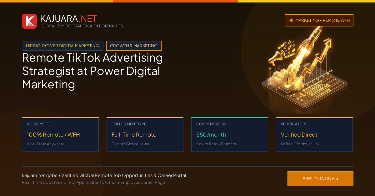 Remote TikTok Advertising Strategist at Power Digital Marketing (WFH)