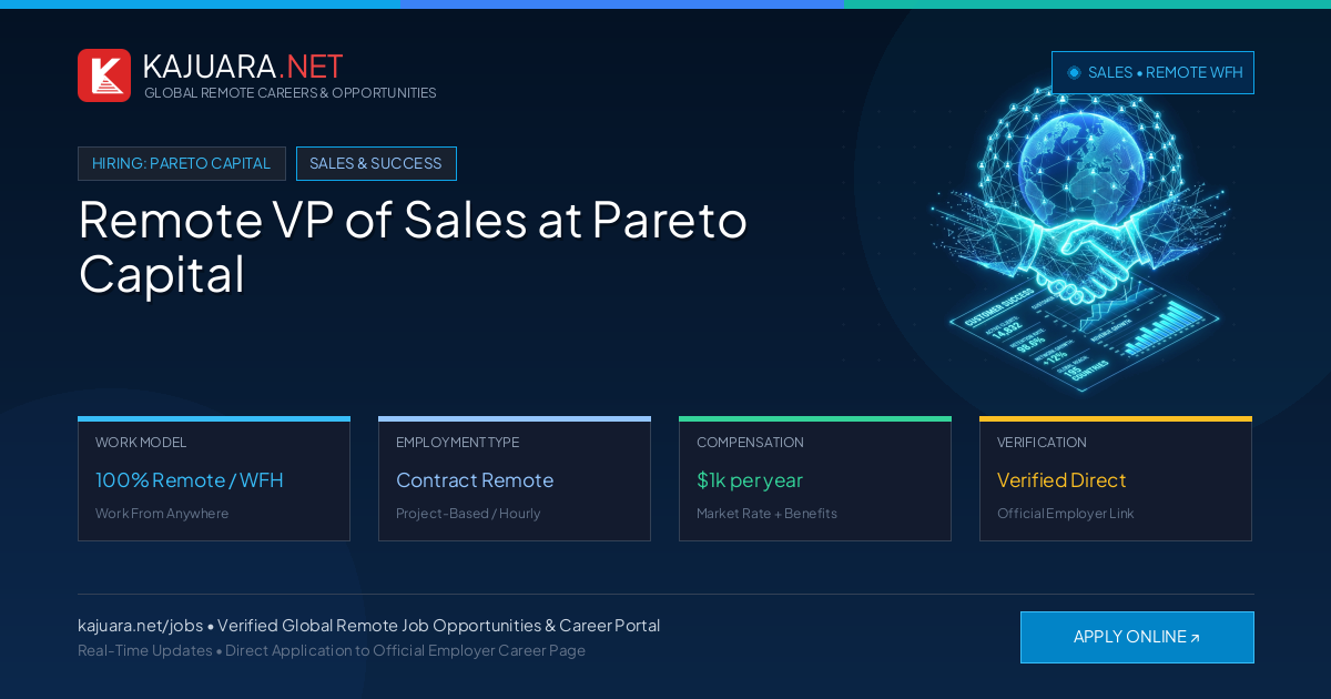 Remote VP of Sales at Pareto Capital - Work From Home