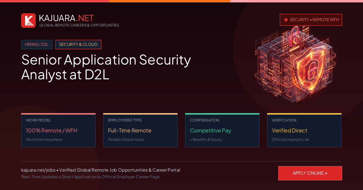 Senior Application Security Analyst at D2L (Global Remote Career)