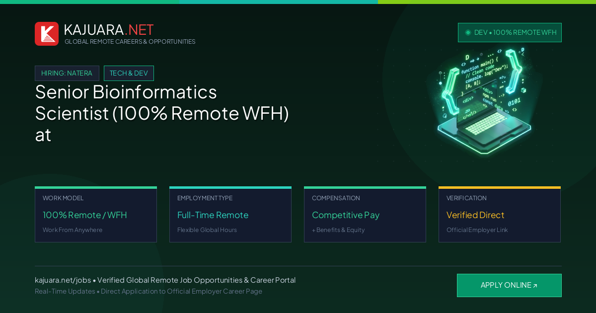 Senior Bioinformatics Scientist (100% Remote WFH) at Natera