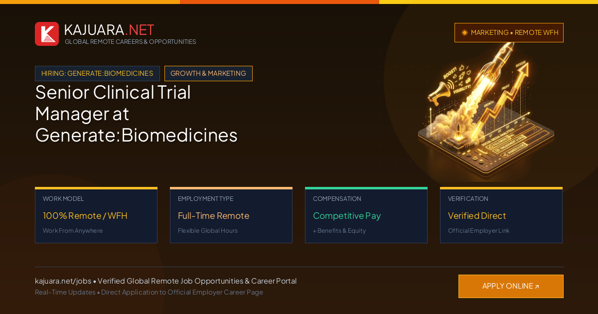 Senior Clinical Trial Manager at Generate:Biomedicines (Global Remote Career)