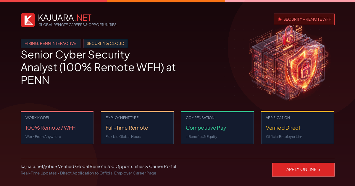 Senior Cyber Security Analyst (100% Remote WFH) at PENN Interactive
