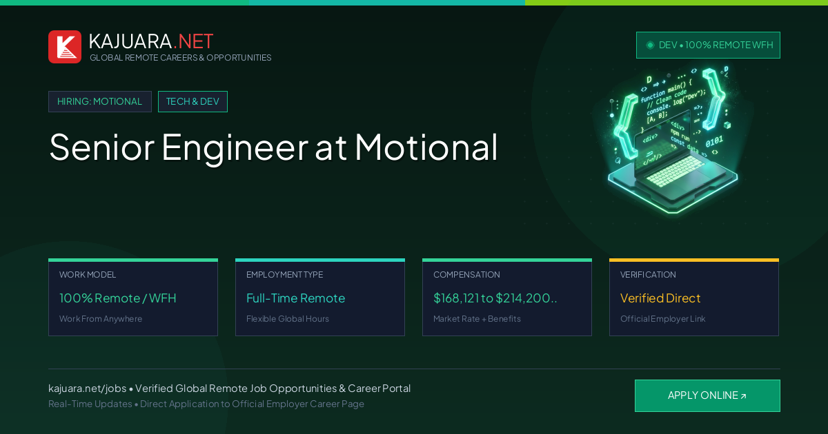 Senior Engineer at Motional (Global Remote Career)
