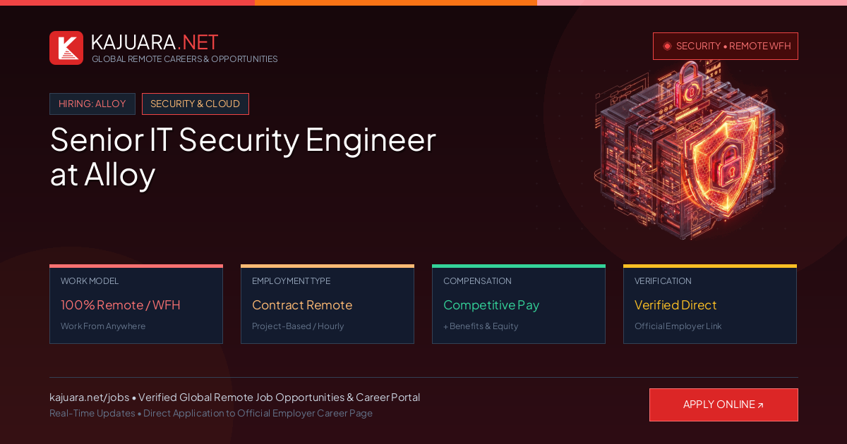 Senior IT Security Engineer at Alloy (100% Remote WFH)
