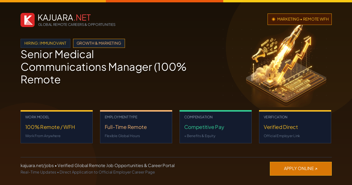 Senior Medical Communications Manager (100% Remote WFH) at Immunovant
