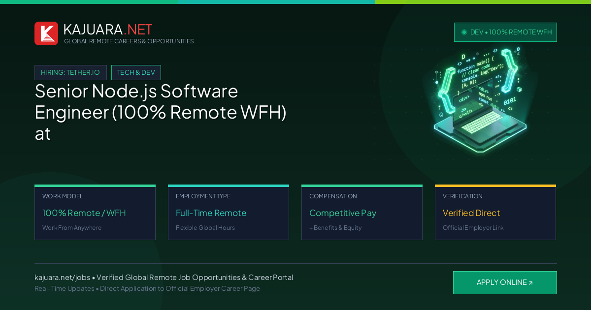 Senior Node.js Software Engineer (100% Remote WFH) at Tether.io