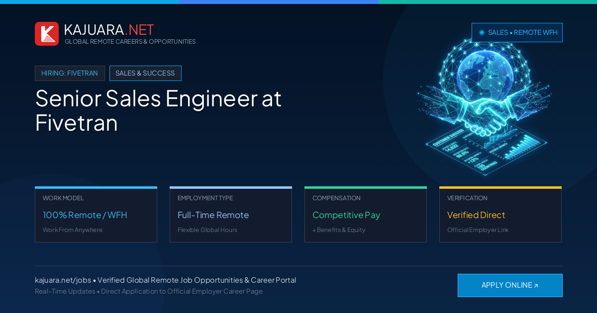 Senior Sales Engineer at Fivetran (Global Remote Career)