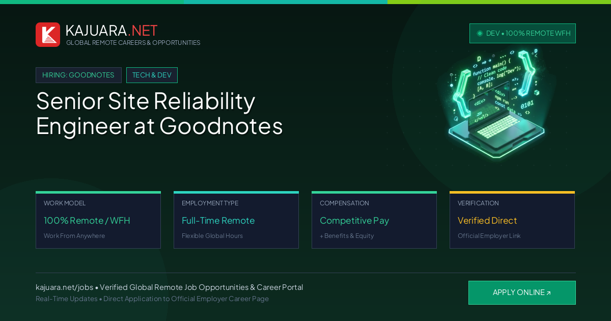 Senior Site Reliability Engineer at Goodnotes (100% Remote WFH)