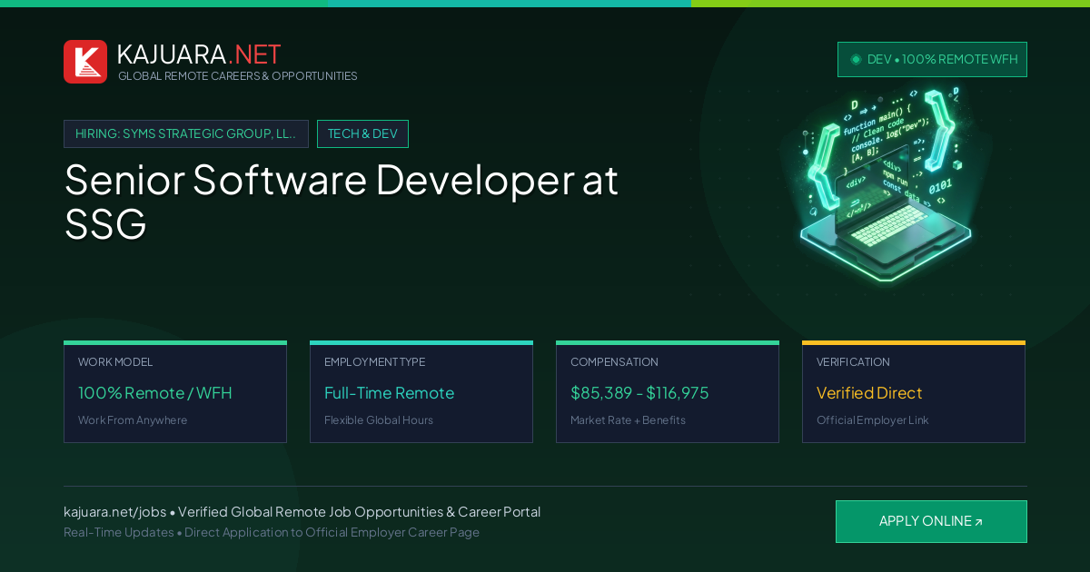 Senior Software Developer at SSG (100% Remote WFH)