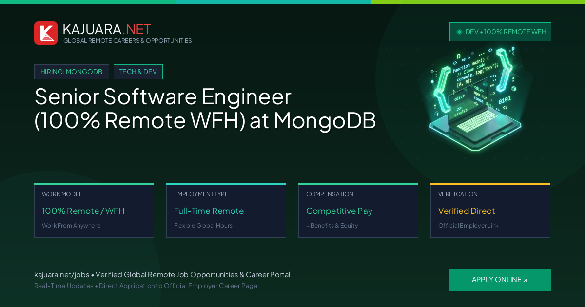 Senior Software Engineer (100% Remote WFH) at MongoDB