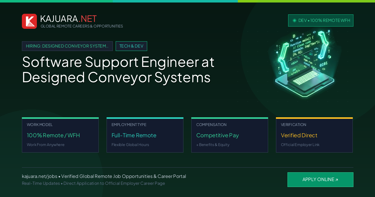Software Support Engineer at Designed Conveyor Systems (100% Remote WFH)
