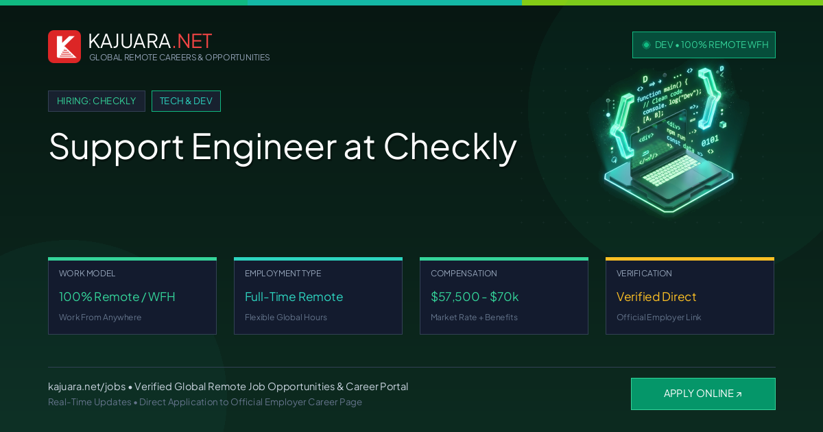 Support Engineer at Checkly (100% Remote WFH)